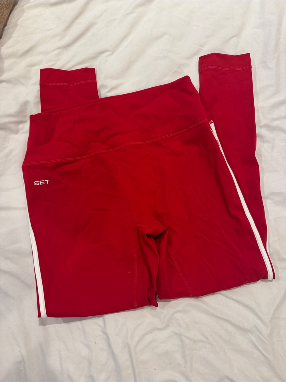 SET Active Sportbody State Fair Leggings Red with White Stripe Size XXL